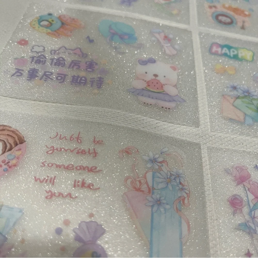 Set of 8 Sheets of Teddy Bear and Sweets Themed Glitter Stickers
